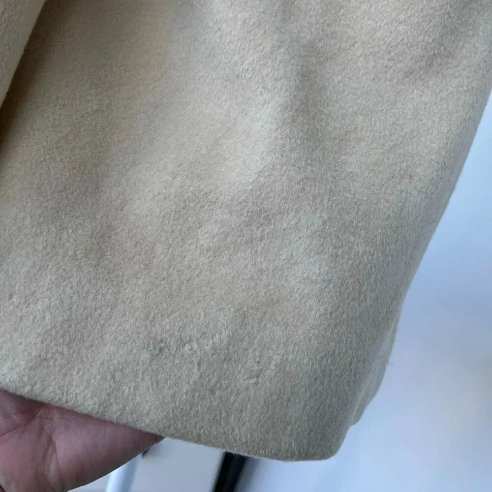 VTG 50s Lorendale 100% Cashmere Ivory Wrap Coat Portrait Collar S/M